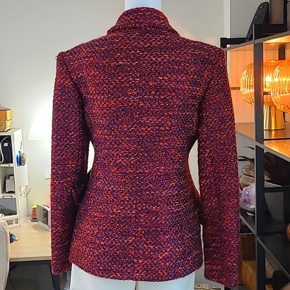 CHRISTIAN LACROIX Button-Up Wool Jacket in Dark Pink and Black - Picture 7 of 13